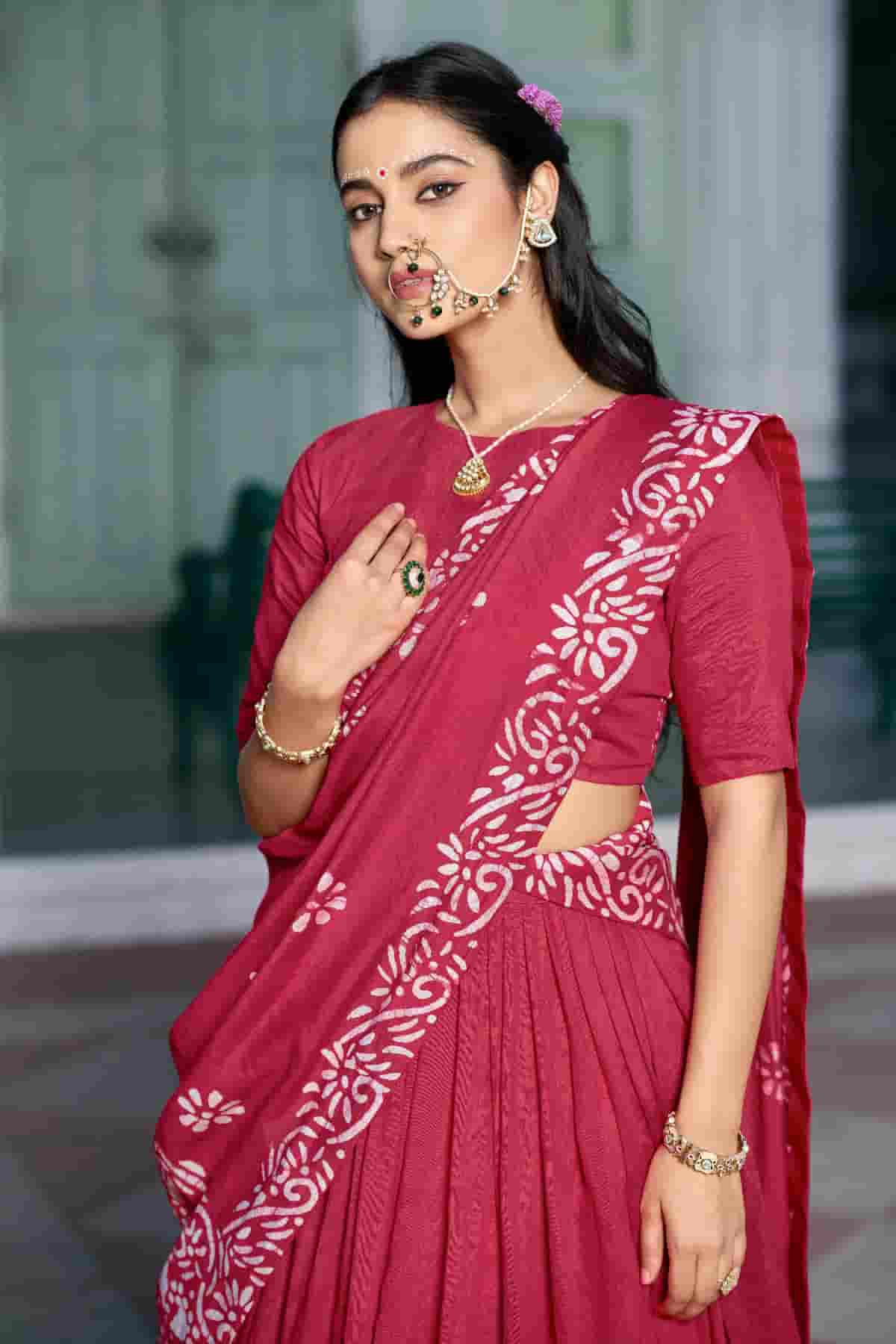 Cotton Chenderi Zari Woven Work Lehenga Choli In Dark Pink Colour NCLD1300032