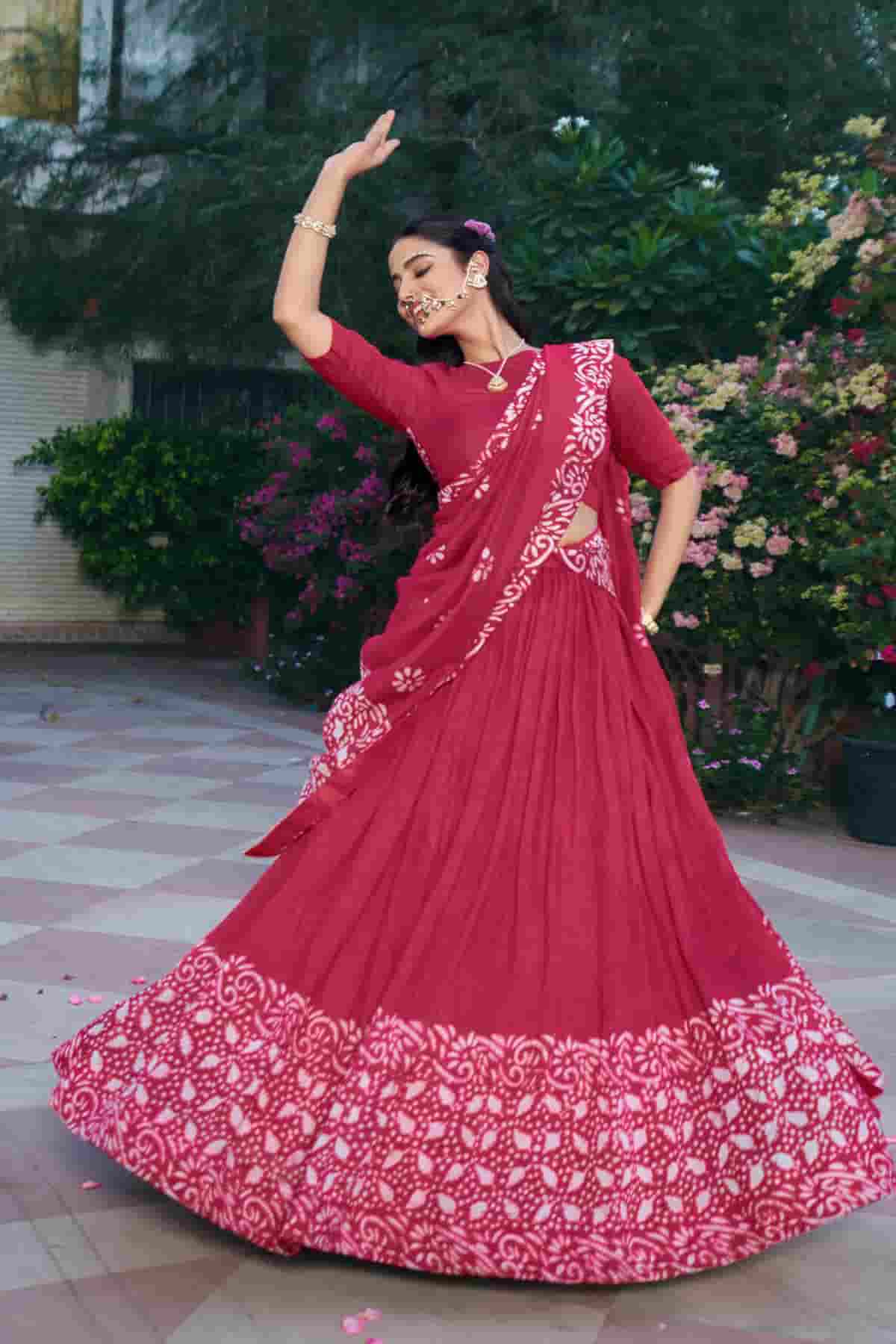 Cotton Chenderi Zari Woven Work Lehenga Choli In Dark Pink Colour NCLD1300032