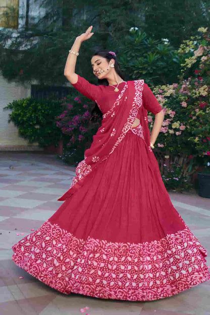 Cotton Chenderi Zari Woven Work Lehenga Choli In Dark Pink Colour NCLD1300032