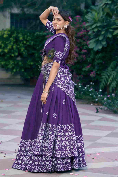 Cotton Chenderi Zari Woven Work Lehenga Choli In Purple Colour NCLD1300030
