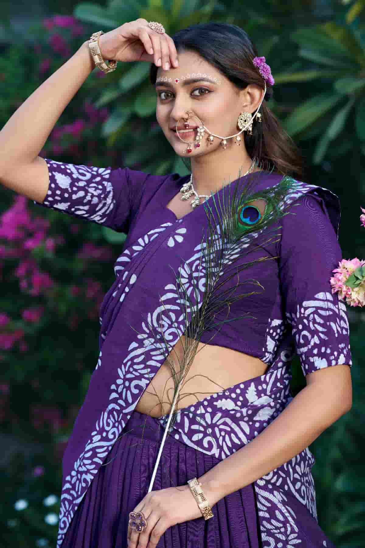 Cotton Chenderi Zari Woven Work Lehenga Choli In Purple Colour NCLD1300030