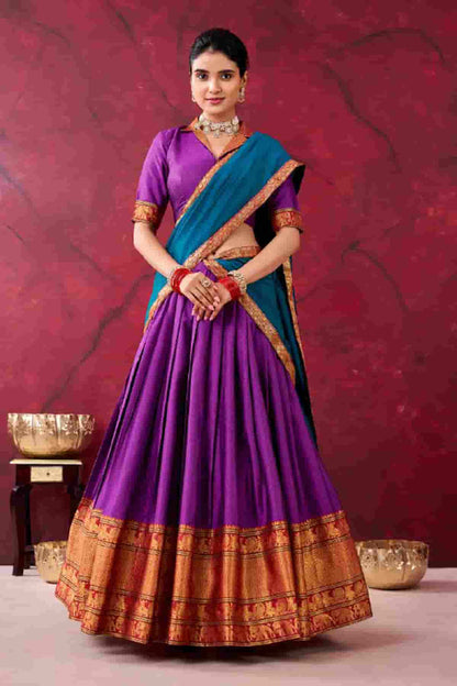 Cotton Zari Woven Work Lehenga Choli In Purple Colour NCLD1300045