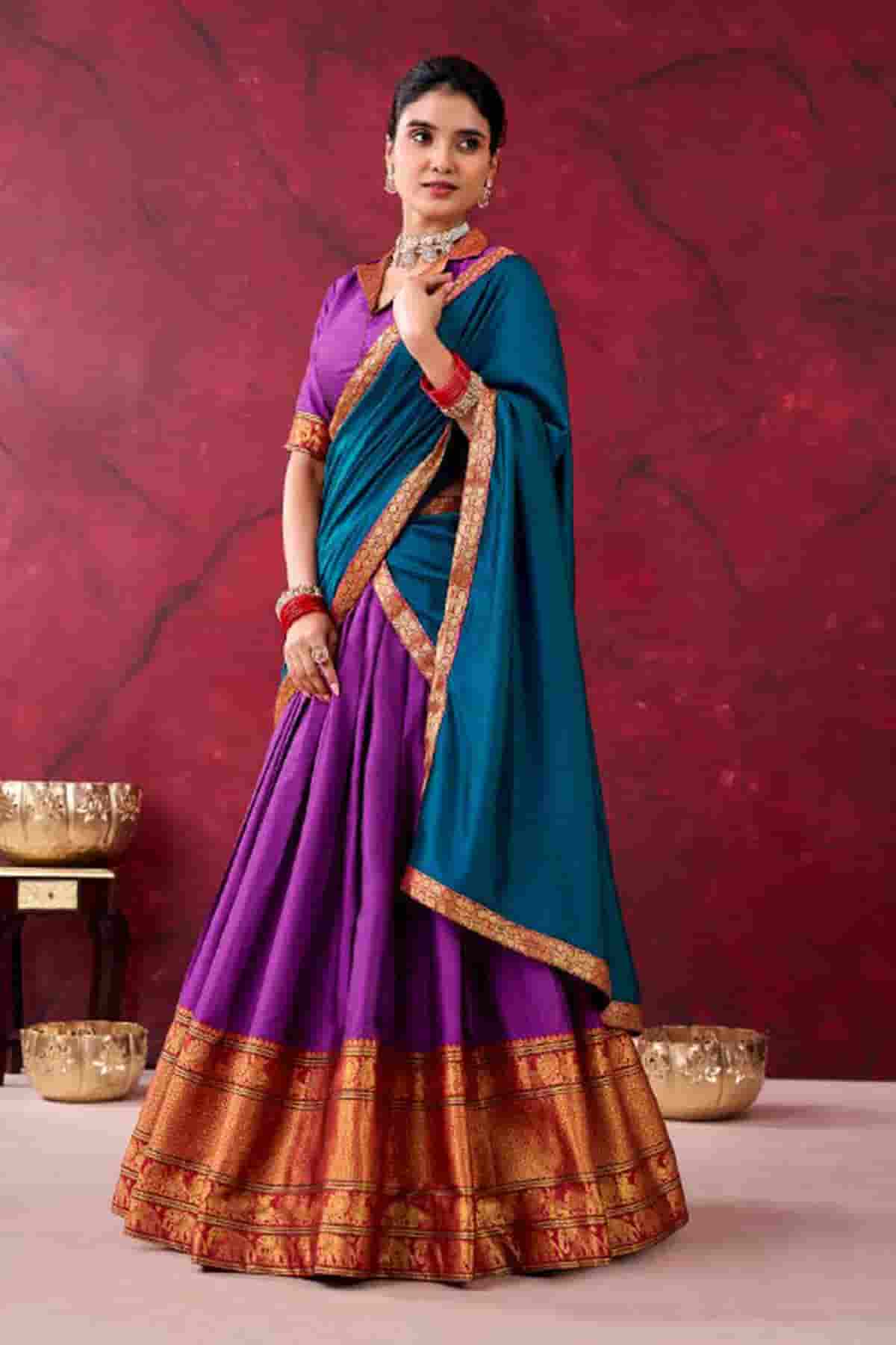Cotton Zari Woven Work Lehenga Choli In Purple Colour NCLD1300045