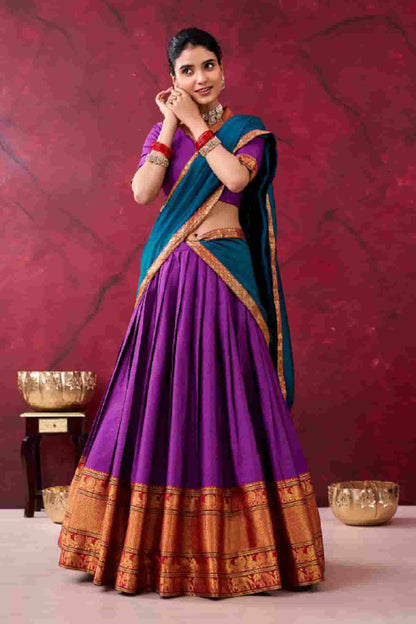 Cotton Zari Woven Work Lehenga Choli In Purple Colour NCLD1300045
