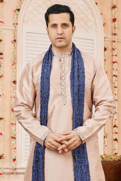 Cream Art Banarasi Silk Kurta PajamaWith Stole  NCKP12310125