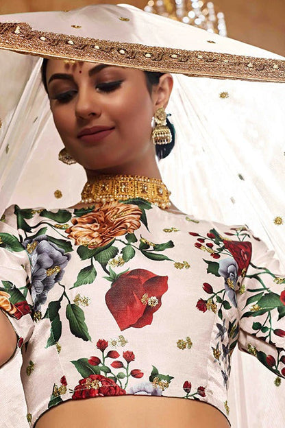 Cream Art Silk Designer Lehenga Choli NCLC12410135