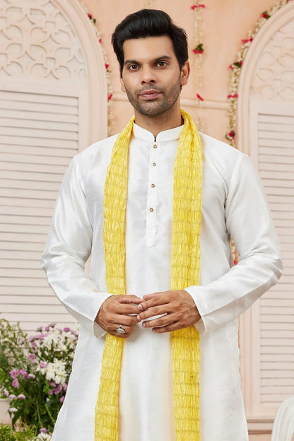 Cream Art Silk Kurta PajamaWith Stole  NCKP12310132