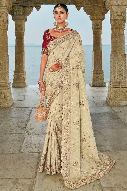 Cream Banarasi Silk Designer Saree NCSD11111781