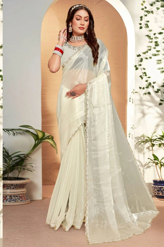 Cream Burberry Silk Designer Saree NCSD11210280