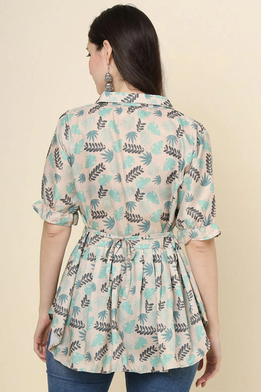 Cream Cotton Printed Readymade Top  NCTP11112312