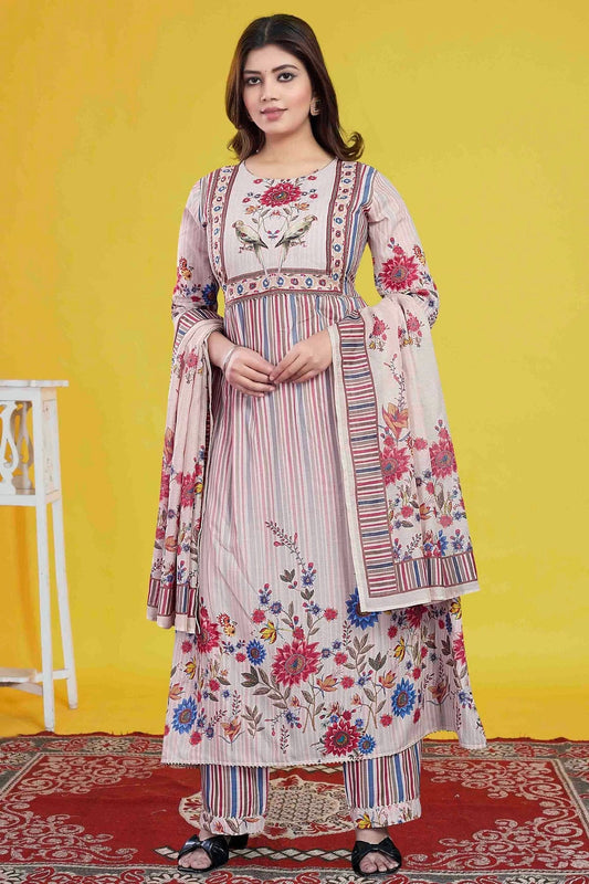 Cream Cotton Stitched Pant Style Suit NCSS11410193