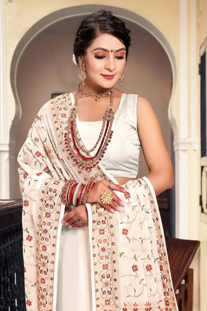 Cream Georgette Designer Saree NCLC11210306