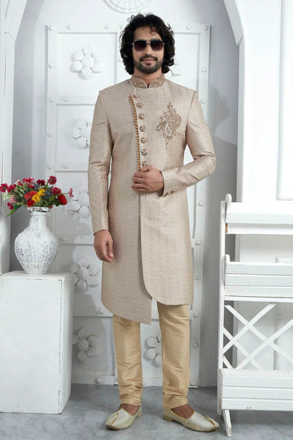 Cream Georgette Sherwan With Churidar Pant  NCSH12310299
