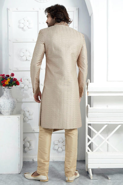 Cream Georgette Sherwan With Churidar Pant  NCSH12310299