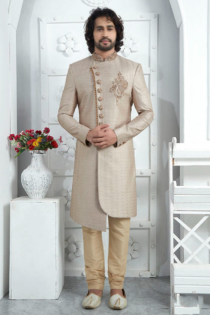 Cream Georgette Sherwan With Churidar Pant NCSH12310299