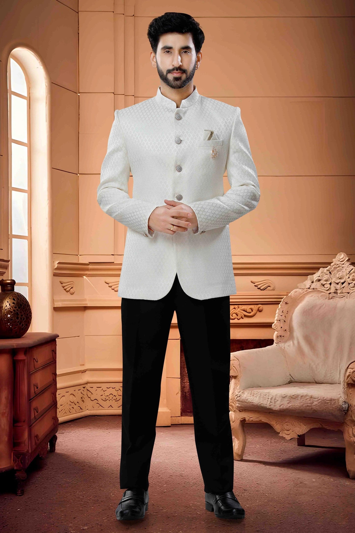 Cream Jodhpuri In Jacquard NCJP11310117