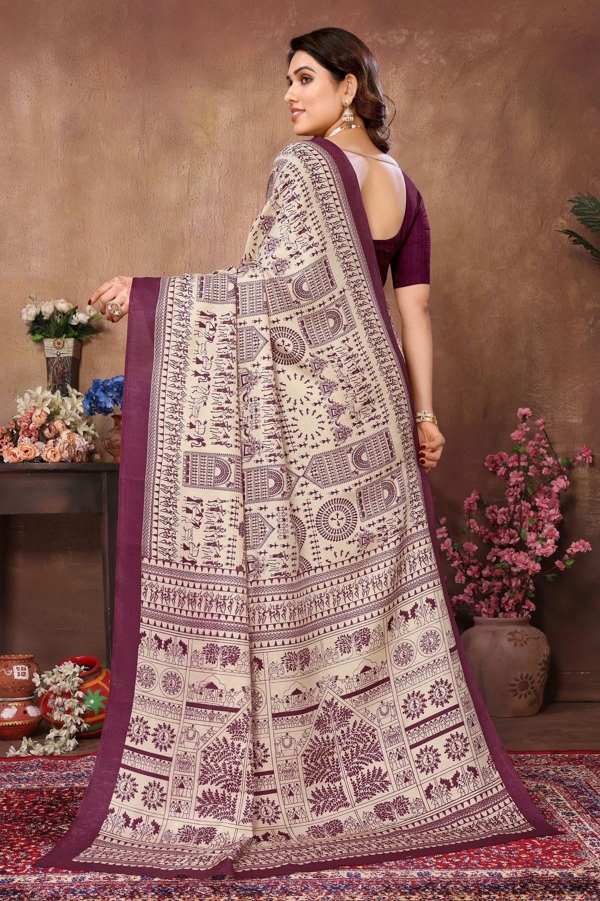 Cream Khadi Silk Saree NCSD11112525