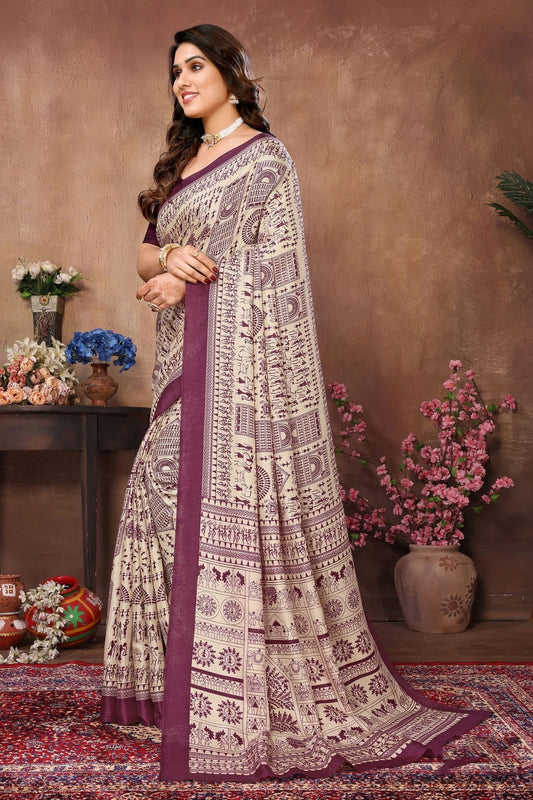 Cream Khadi Silk Saree NCSD11112525