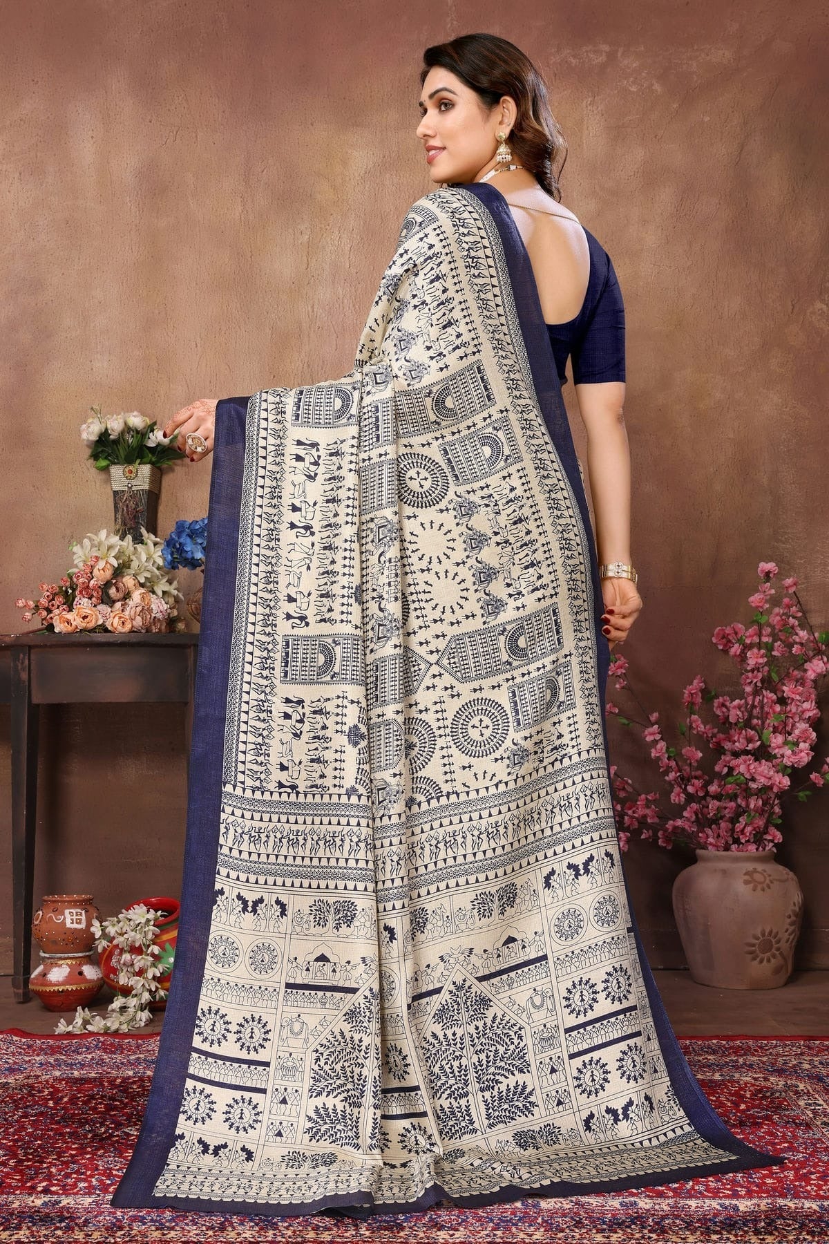Cream Khadi Silk Saree NCSD11112527