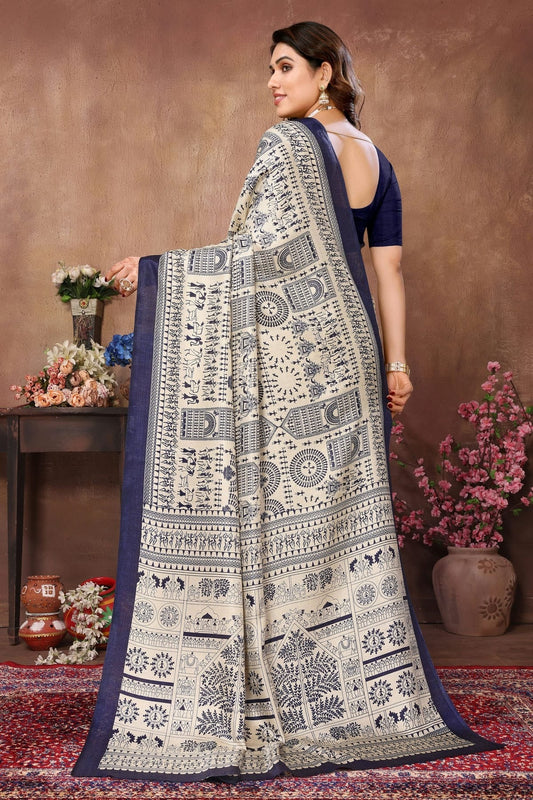 Cream Khadi Silk Saree NCSD11112527
