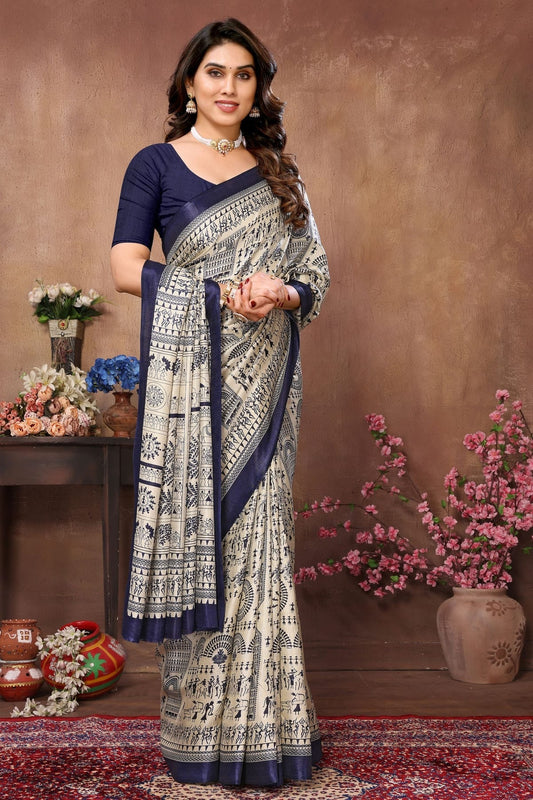 Cream Khadi Silk Saree NCSD11112527