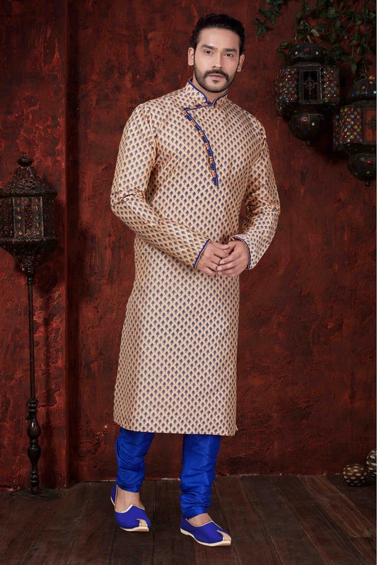Cream Kurta Pajama In Jarna Print NCKP10410609