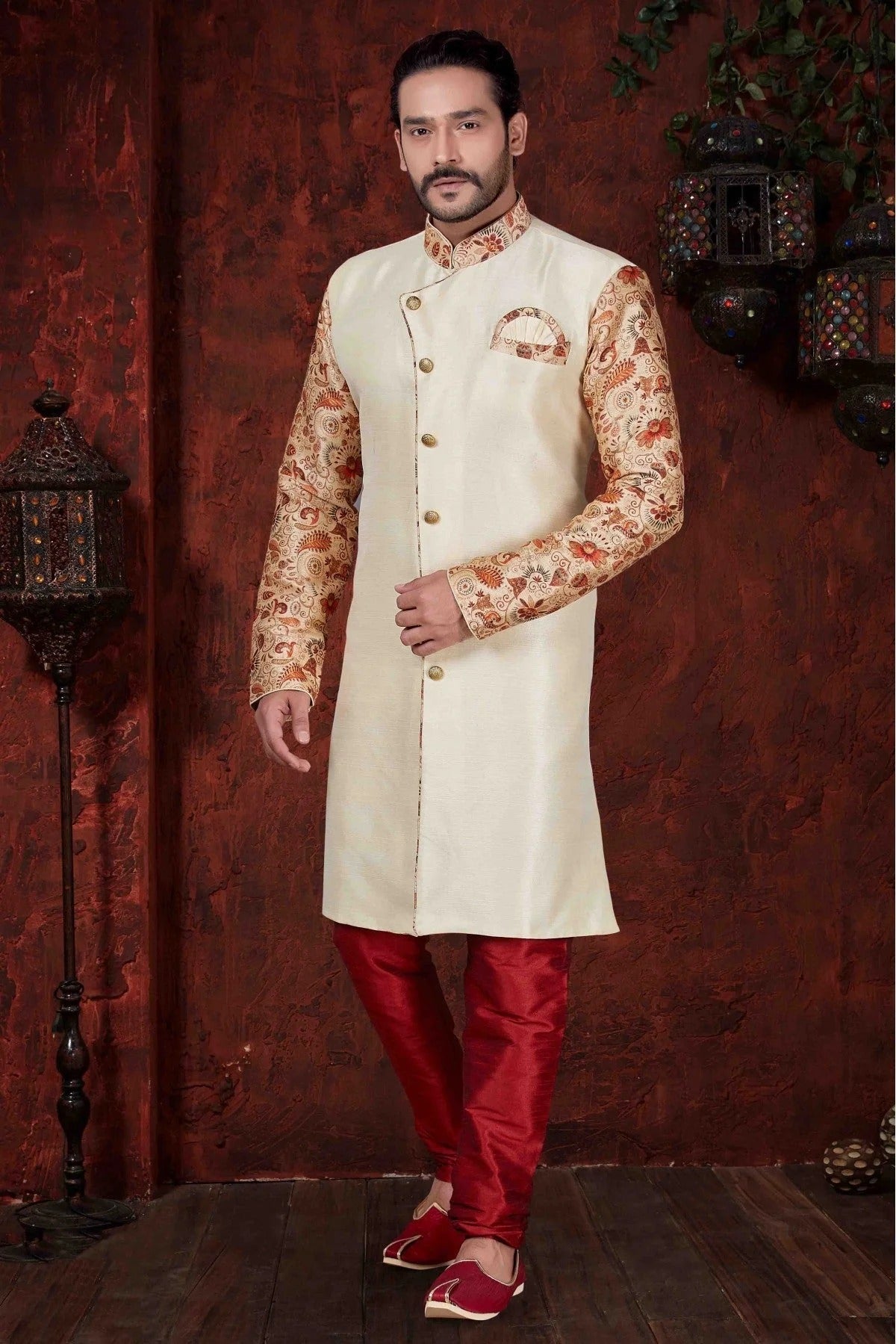 Cream Kurta Pajama In Silk NCKP10410586