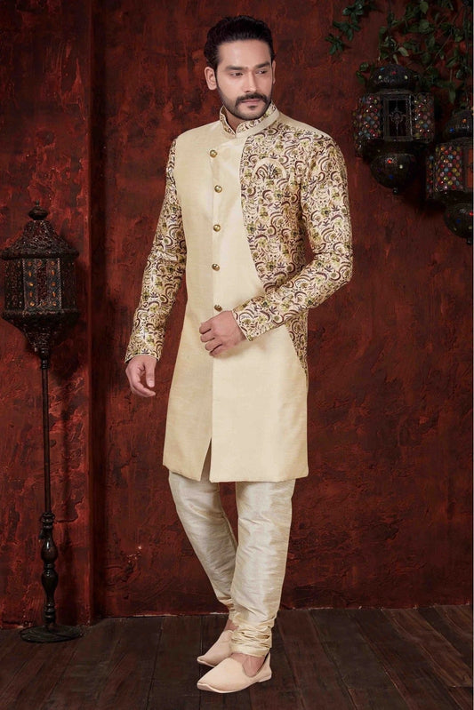 Cream Kurta Pajama In Silk NCKP10410587
