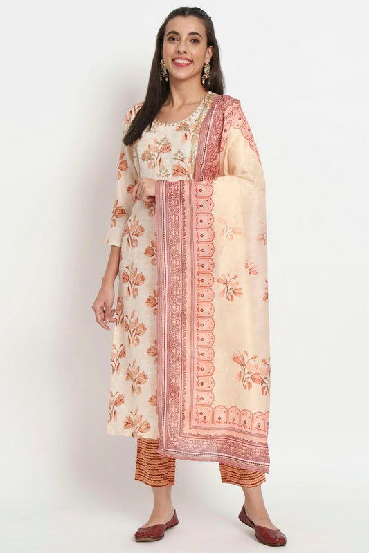 Cream Magic Cotton Stitched Salwar Suit NCSS11111905