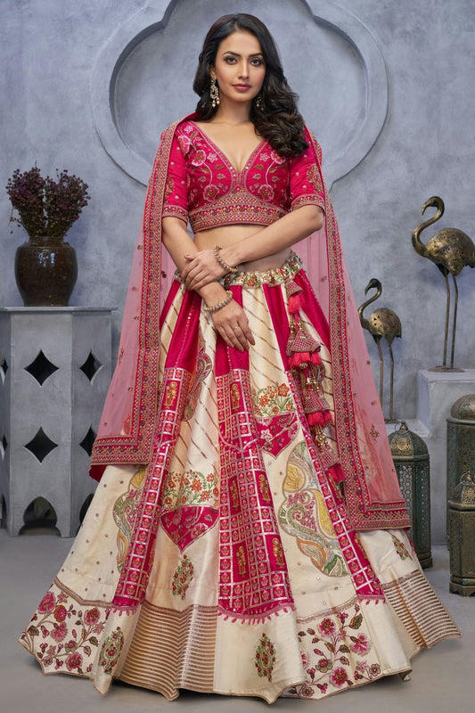 Cream Organza Embroidery Lehenga Choli NCLC11112001