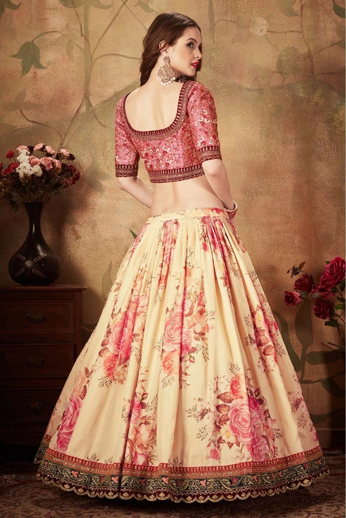 Cream Organza Lehenga Choli NCLC10110319
