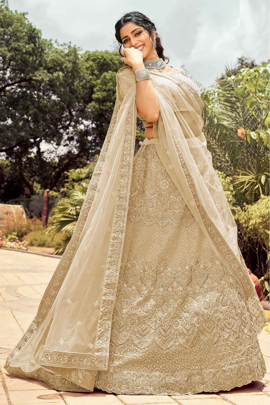 Cream Organza Resham Lehenga Choli NCLC10810404
