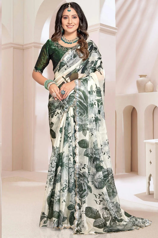 Cream Organza Silk Designer Saree NCSD11210243