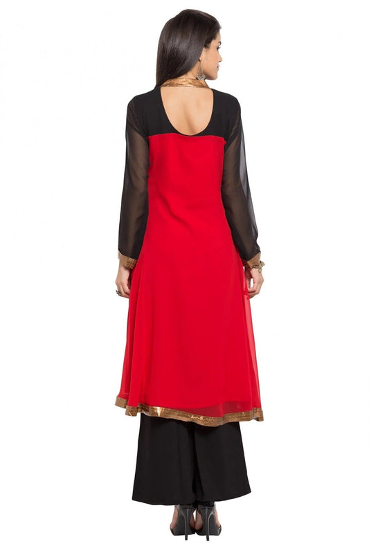 Cream Plus Size Stitched Georgette Palazzo Pant Suit NCSS10710480