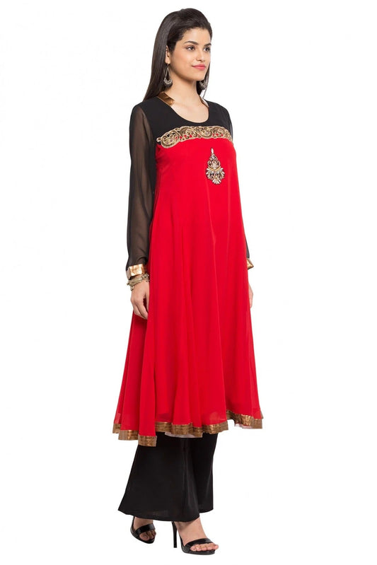 Cream Plus Size Stitched Georgette Palazzo Pant Suit NCSS10710480