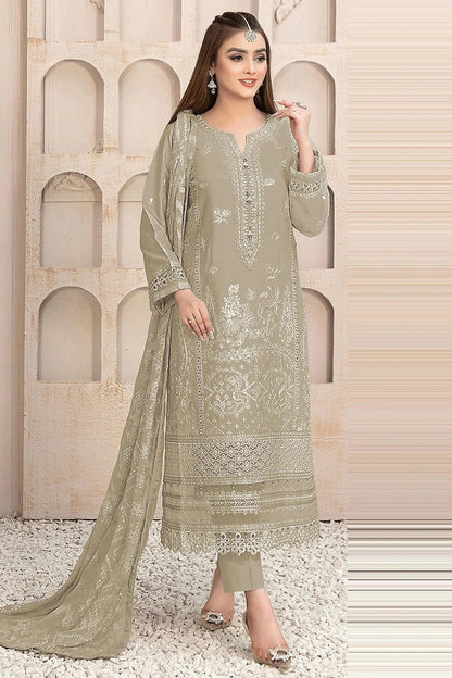 Cream Semi Stitched Faux Georgette Pakistani Suit NCSM11410508