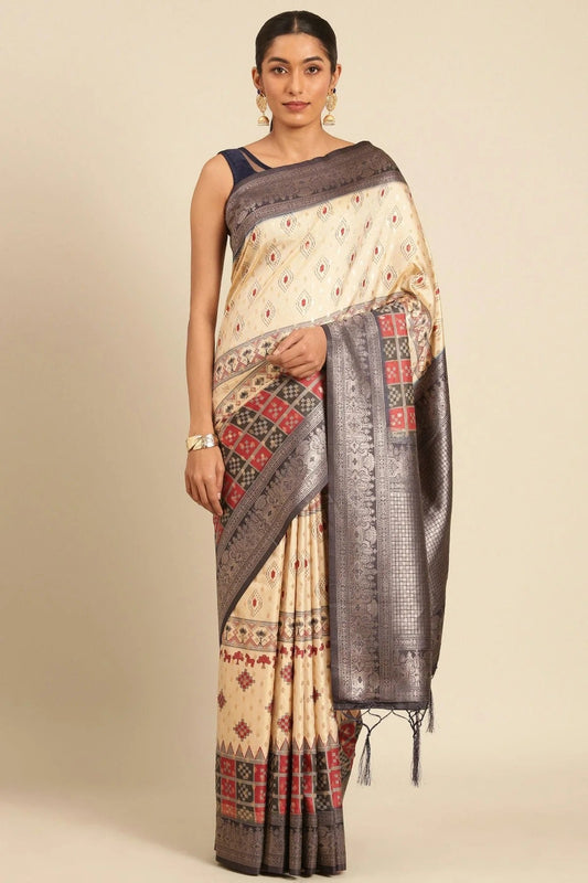 Cream Silk Traditional Saree NCSD11010438
