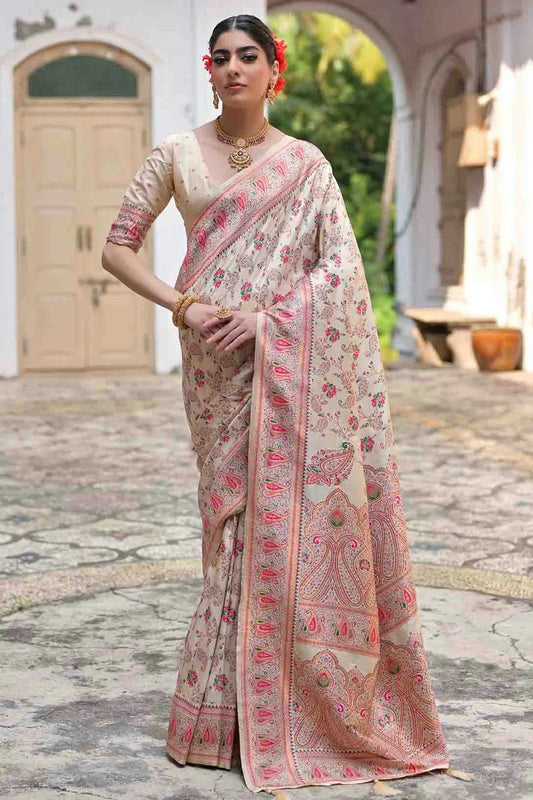 Cream Silk Traditional Saree NCSD12610139