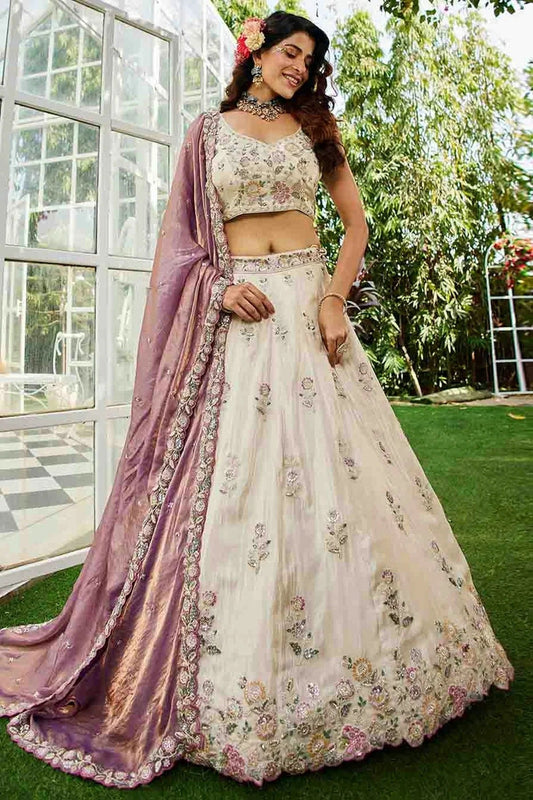 Cream Tissue Lehenga Choli NCLC11110774