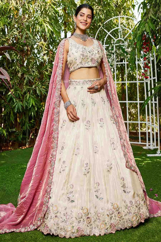 Cream Tissue Lehenga Choli NCLC11110775