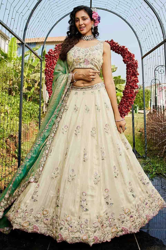 Cream Tissue Lehenga Choli NCLC11110776