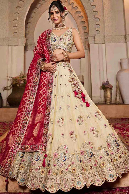 Cream Tissue Lehenga Choli NCLC11110784