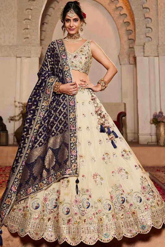 Cream Tissue Lehenga Choli NCLC11110785