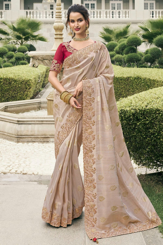 Cream Tissue Silk Designer Saree NCSD12910106