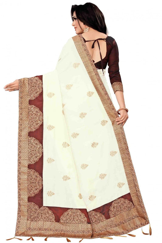 Cream Vichitra Silk Designer Saree NCSD11210654