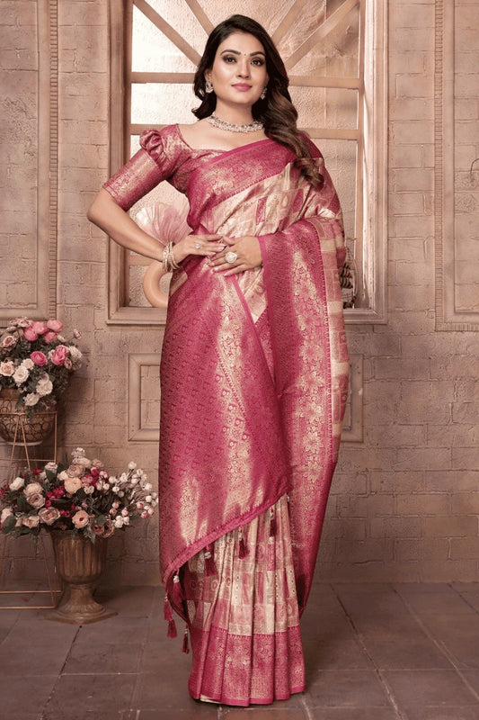 Cream Woven Banarasi Chaturi Silk Traditional Saree NCSD12510155