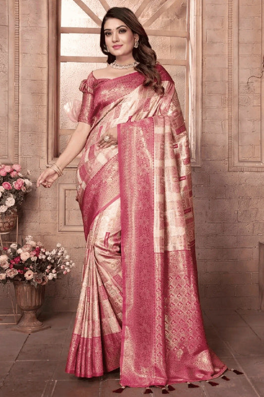 Cream Woven Banarasi Chaturi Silk Traditional Saree NCSD12510155