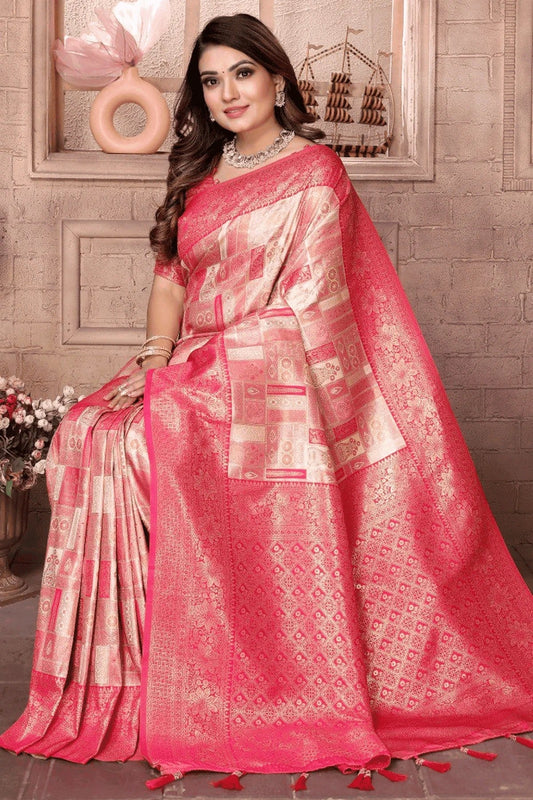 Cream Woven Banarasi Chaturi Silk Traditional Saree NCSD12510158
