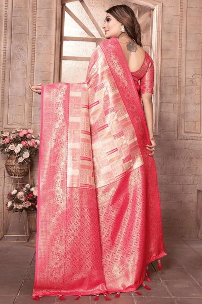 Cream Woven Banarasi Chaturi Silk Traditional Saree NCSD12510158