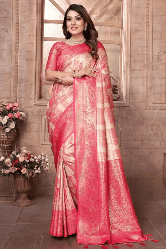 Cream Woven Banarasi Chaturi Silk Traditional Saree NCSD12510158
